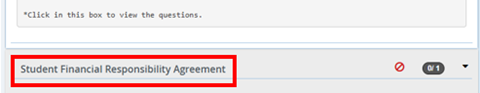 Student Financial Responsibility Agreement selection box
