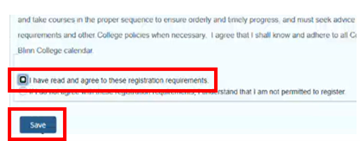 Save button used to confirm agreement to the registration requirements