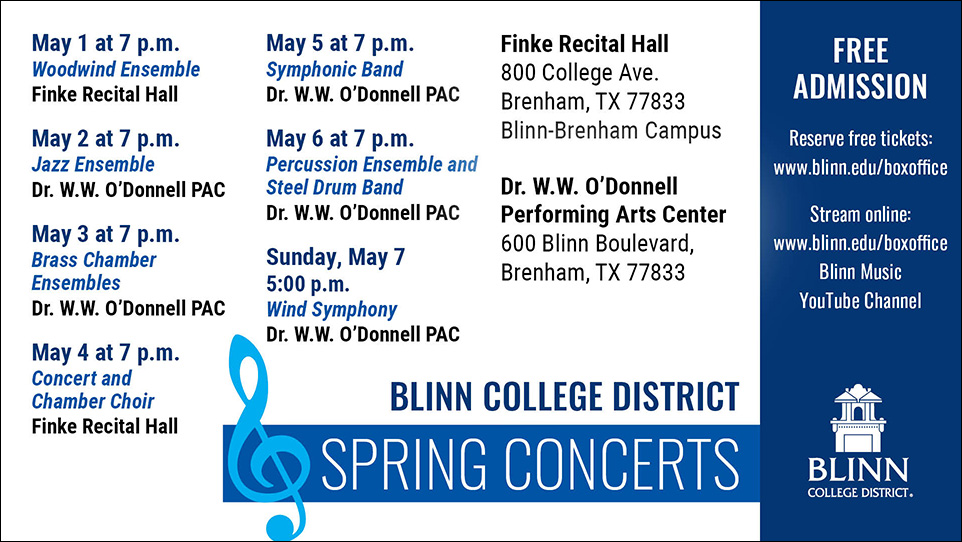 Woodwind, jazz, brass chamber, and percussion ensembles; concert and chamber choirs, symphonic band, and wind symphony to perform