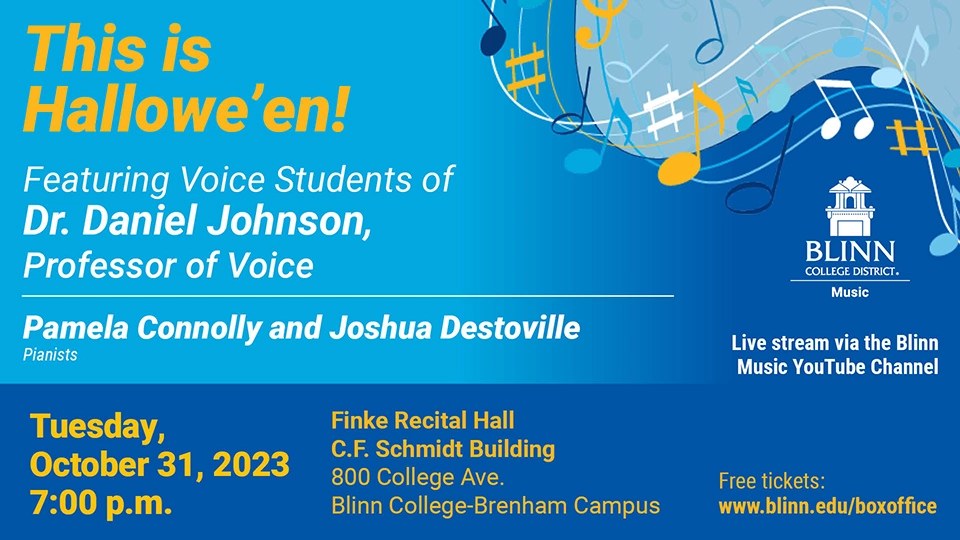 Recital will be staged Tuesday, Oct. 31, at Finke Hall on Brenham Campus