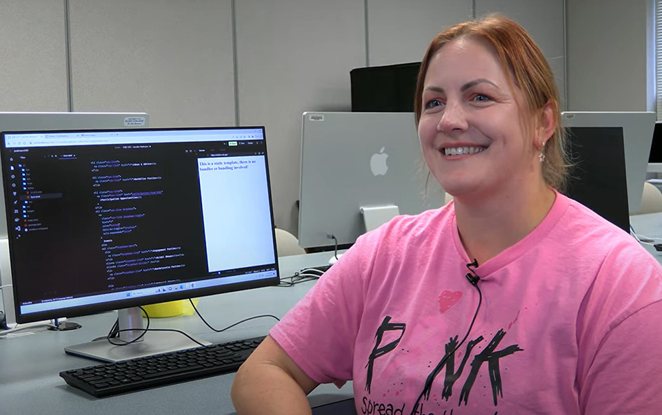 Blinn College student Jennifer Wellmann enjoys blending the creative and technical sides of her personality while pursuing her AAS in Web Programming