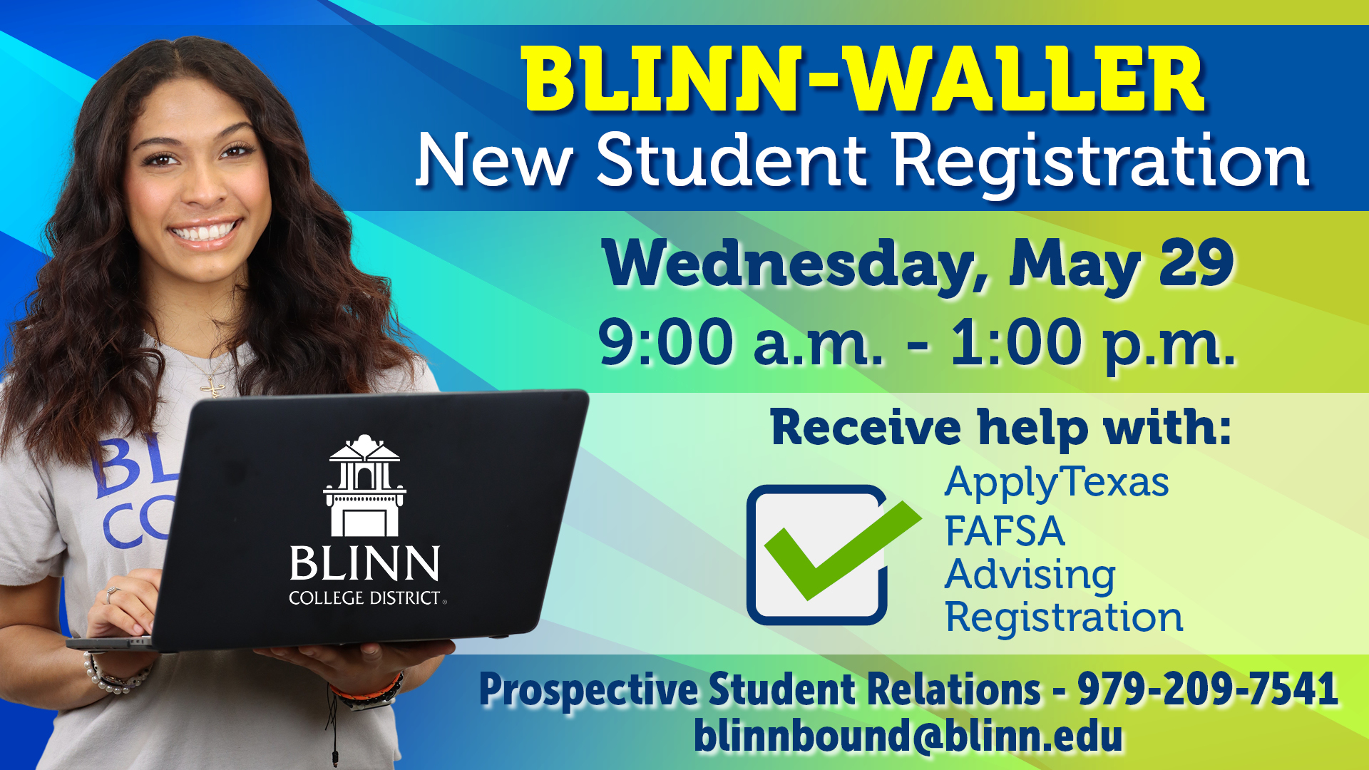 Blinn’s academic advisors, financial aid staff, and admissions specialists will assist students at each stage of the enrollment process