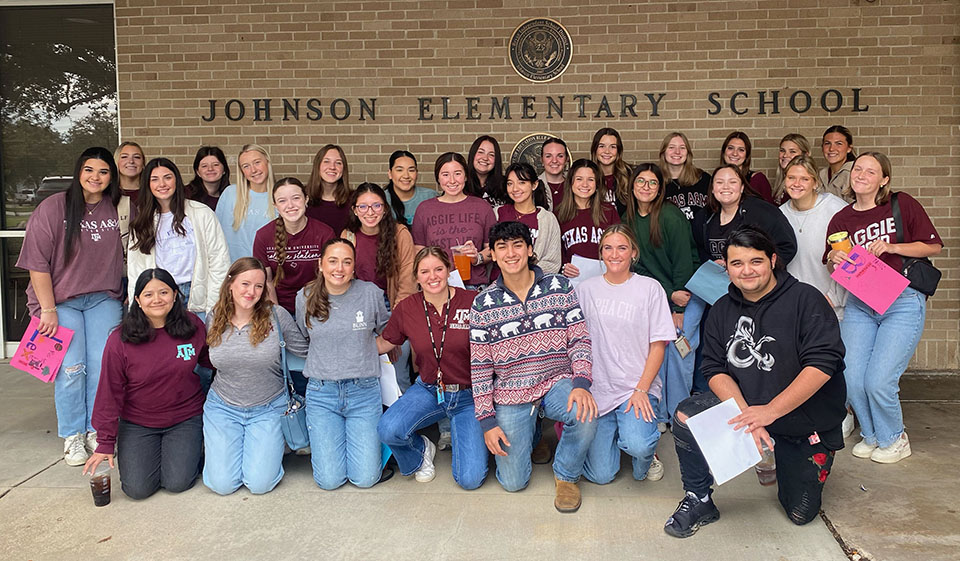 Approximately 50 Blinn students met their Johnson Elementary School third-grade pen pals during special lunch