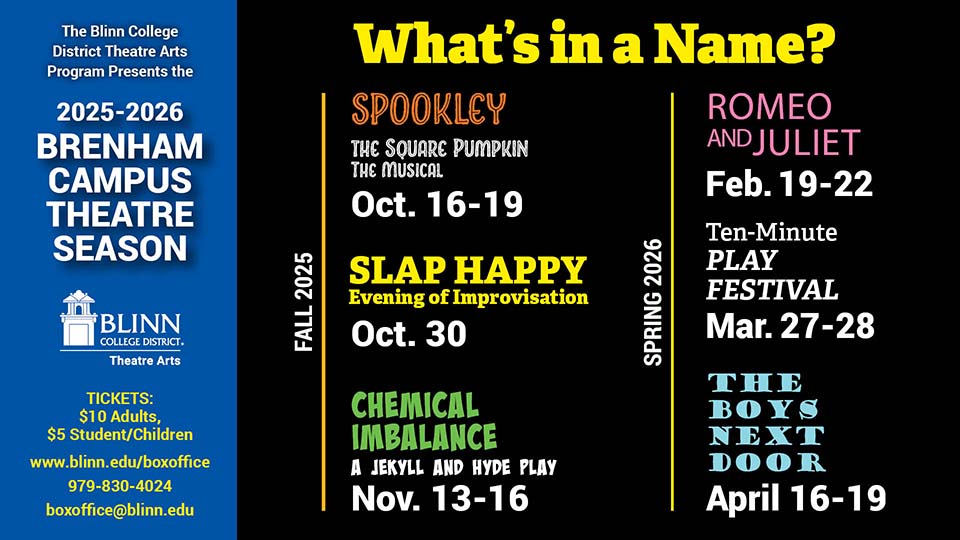  Blinn-Brenham Theatre Arts to stage four plays